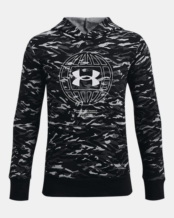 Boys' UA Rival Fleece ANAML Printed Hoodie in Black image number 0